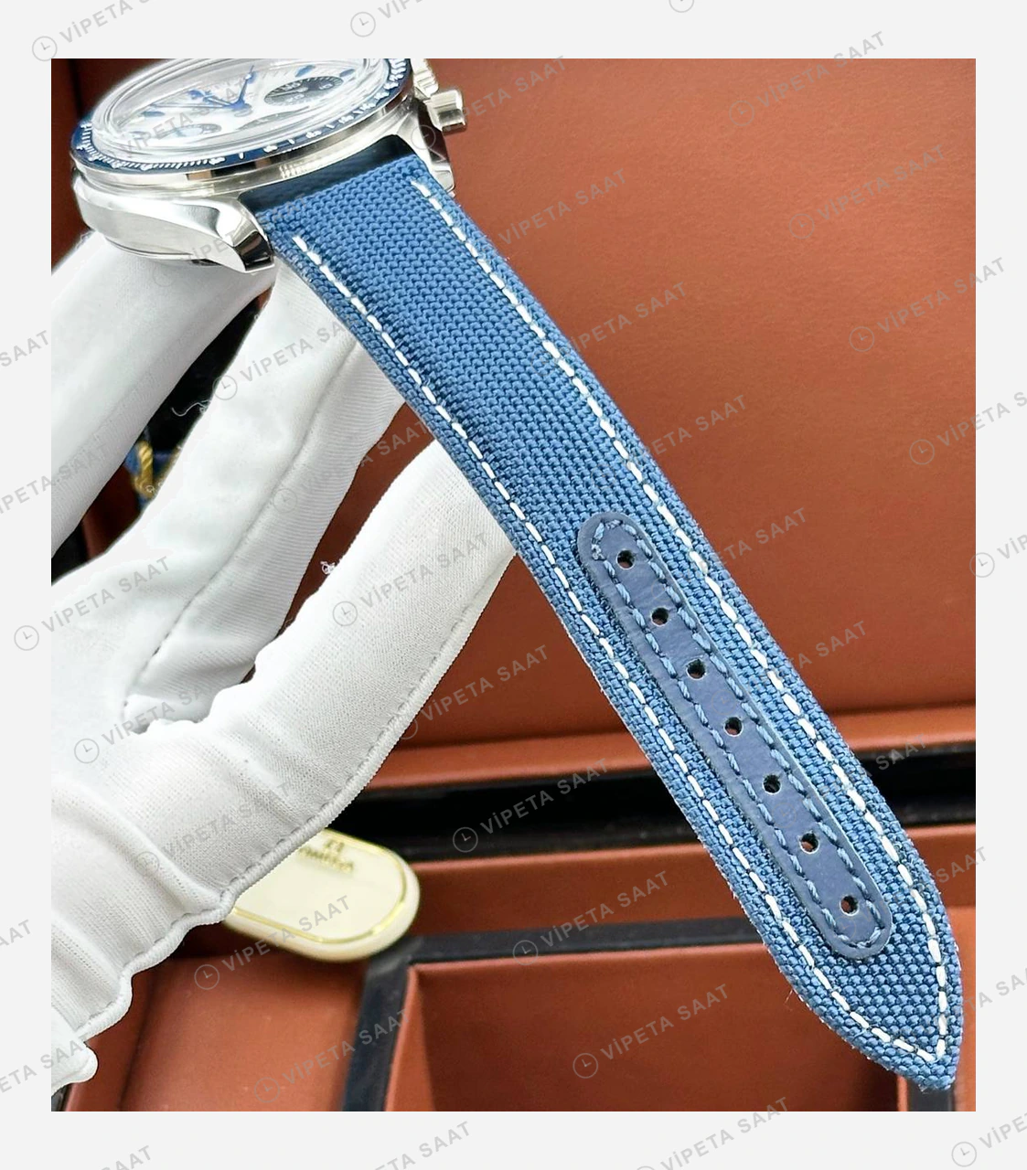Omega Speedmaster Beyaz Kadran Kordon Super Clone ETA Eta Saat karşıdan görünüm