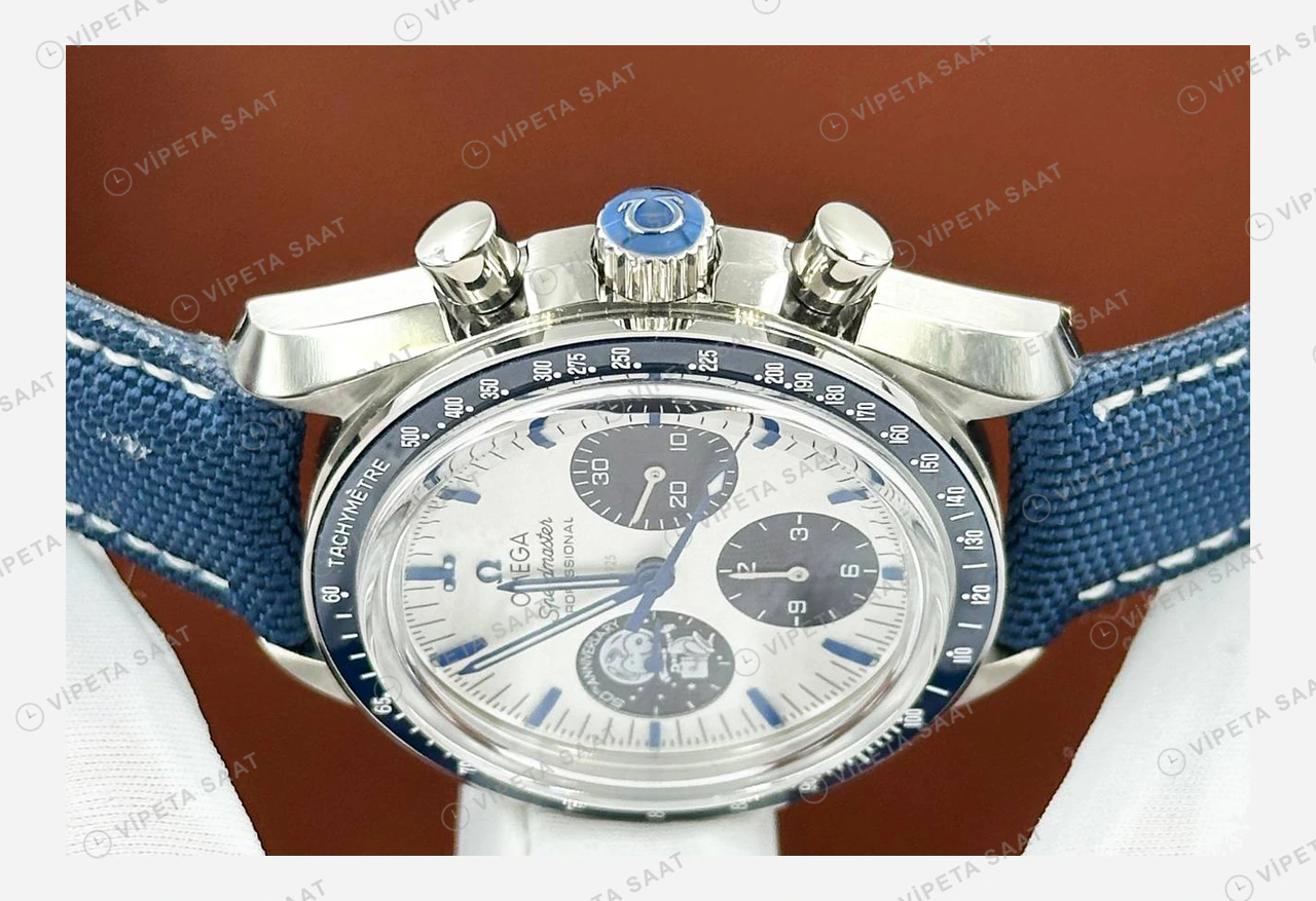 Omega Speedmaster Beyaz Kadran Kordon Super Clone ETA Eta Saat yan görünüm
