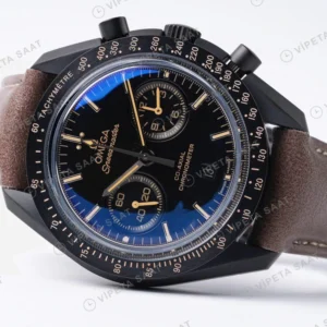 Omega Speedmaster Dark Side of the Moon Siyah Kadran Seramik Kasa Kahverengi Deri Super Clone Eta Saat görünüm 1