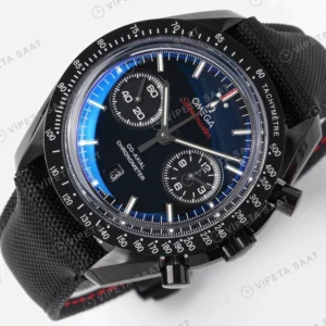 Omega Speedmaster Dark Side of the Moon Siyah Mavi Kadran Seramik Kasa Nato Kordon Super Clone Eta Eta Saat karşıdan görünüm