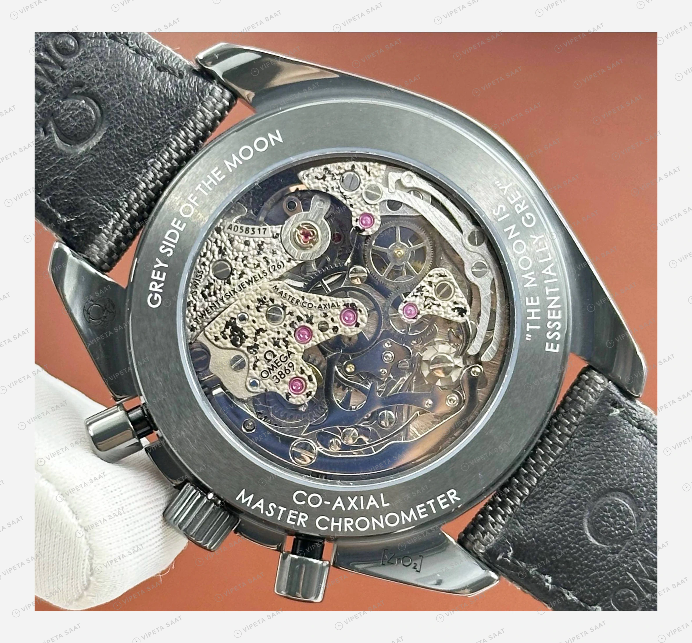 Omega Speedmaster Gri Skeleton Kordon Super Clone ETA Eta Saat detay 3