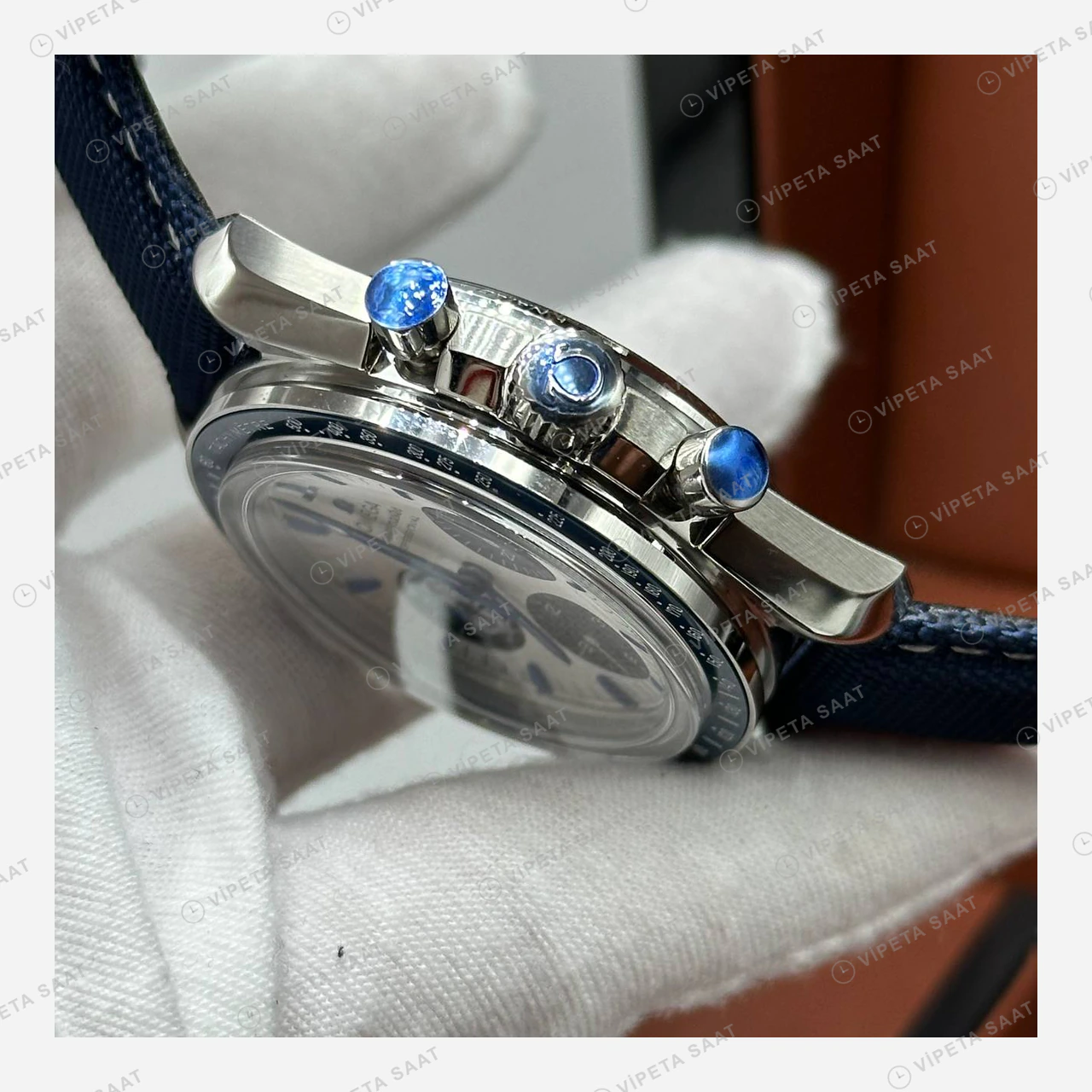 Omega Speedmaster Mavi Kadran Kordon Super Clone ETA Eta Saat detay 3