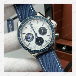 Omega Speedmaster Mavi Kadran Kordon Super Clone ETA Eta Saat detay 5