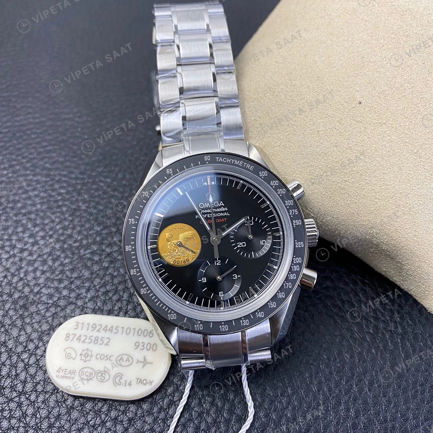 Omega Speedmaster Professional Moonwatch Apollo 11 Siyah Kadran Celik Kordon Super Clone Eta Eta Saat detay 7