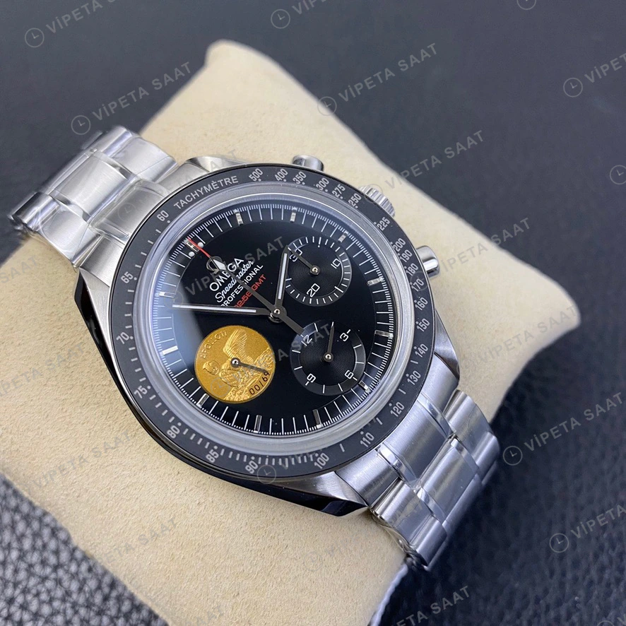 Omega Speedmaster Professional Moonwatch Apollo 11 Siyah Kadran Celik Kordon Super Clone Eta Eta Saat detay 8
