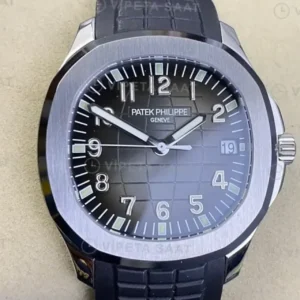 Patek Philippe 40.8 mm Aquanaut Siyah Kadran Celik Kasa Kaucuk Kordon Super Clone ETA Saat kırp kapak