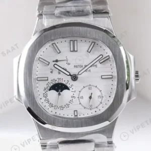 Patek Philippe 40 mm Nautilus Beyaz Kadran Celik Kordon Super Clone ETA Saat kırp kapak