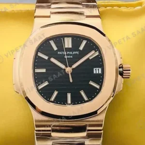 Patek Philippe 40 mm Nautilus Siyah Kadran Gold Super Clone ETA Saat kırp kapak