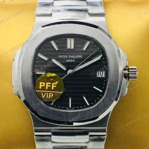 Patek Philippe 40 mm Nautilus Siyah Kadran Celik Super Clone ETA Saat kırp kapak