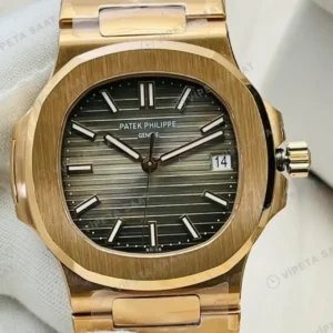 Patek Philippe 40 mm Nautilus Gri Kadran Rose Gold Super Clone ETA Saat kırp kapak