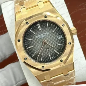 Audemars Piguet 16202OR Gri Kadranlı Jumbo 50. Yıl Rose Gold Super Clone ETA Saat kırp kapak