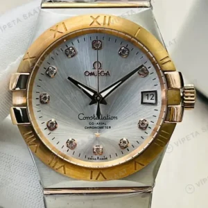 Omega 35 mm 123.20.35 Constellation Gumus Kadran Celik Gold Super Clone ETA Saat kırp kapak