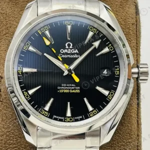 Omega 41 mm 220.10.41 Seamaster Aqua Terra Siyah Kadran Celik Super Clone ETA Saat kırp kapak