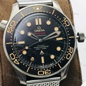 Omega 42 mm 210.30.42 Seamaster Diver 300m 007 Siyah Kadran Celik Super Clone ETA Saat kırp kapak