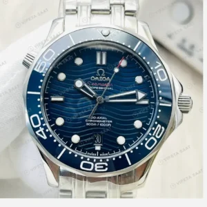Omega 42 mm 210.30.42 Seamaster Diver 300m Mavi Kadran Celik Super Clone ETA Saat kırp kapak