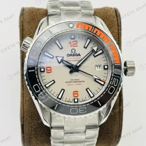 Omega 43.5 mm 215.30.44 Seamaster Planet Ocean 600m Beyaz Kadran Celik 435mm Super Clone ETA Saat kırp kapak