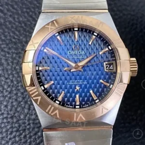 Omega 41 mm 131.20.41 Constellation Rose Kasa Mavi Kadran Celik Kordon Super Clone ETA Saat kırp kapak