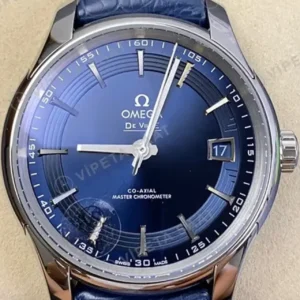 Omega 39.5 mm 424.10.40 De Ville Mavi Kadran Mavi Deri Super Clone ETA Saat kırp kapak