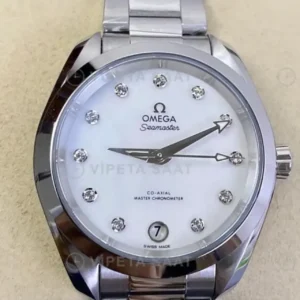 Omega 41 mm 220.10.41 Seamaster Aqua Terra Sedef Kadran Celik Kordon Super Clone ETA Saat kırp kapak