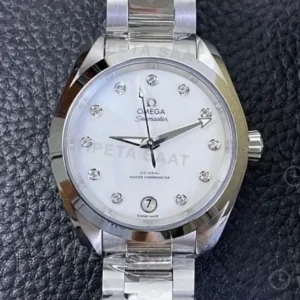 Omega 41 mm 220.10.41 Gmt Master Ii Seamaster Aqua Terra Gumus Kadran Celik Kordon Super Clone ETA Saat kırp kapak