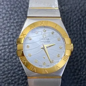 Omega 41 mm 131.20.41 Constellation Celik Altin Beyaz Sedef Kadran Celik Kordon Super Clone ETA Saat kırp kapak