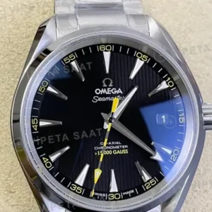 Omega 41 mm 220.10.41 Gmt Master Ii Seamaster Aqua Terra Gri Kadran Celik Kordon Super Clone ETA Saat kırp kapak