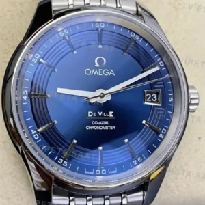 Omega 39.5 mm 424.10.40 De Ville Mavi Kadran Celik Kordon Super Clone ETA Saat kırp kapak