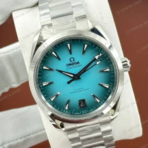 Omega 41 mm 220.10.41 Seamaster Aqua Terra Turkuaz Kadran Celik Super Clone ETA Saat kırp kapak