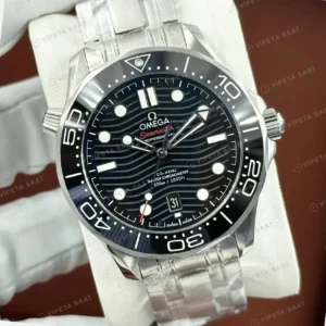 Omega 42 mm 210.30.42 Seamaster Diver 300m Gmt Siyah Kadran Celik Super Clone ETA Saat kırp kapak