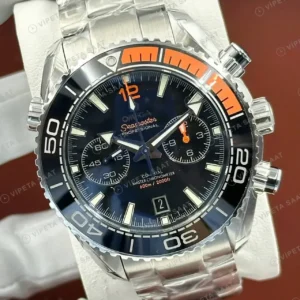 Omega 45.5 mm 215.92.46 Seamaster Planet Ocean Siyah Turuncu Kronograf Celik Super Clone ETA Saat kırp kapak