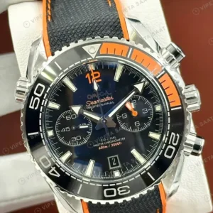 Omega 45.5 mm 215.92.46 Seamaster Planet Ocean Siyah Turuncu Kronograf Kordon Super Clone ETA Saat kırp kapak