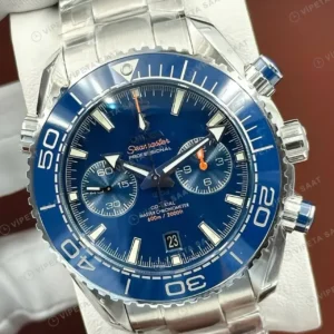 Omega 45.5 mm 215.92.46 Seamaster Planet Ocean Mavi Kronograf Celik Super Clone ETA Saat kırp kapak