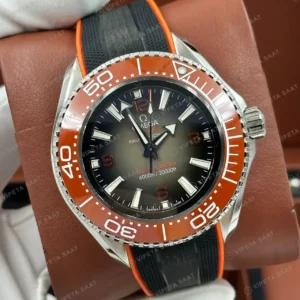 Omega 43.5 mm 215.30.44 Seamaster Planet Ocean Gri Kadran Turuncu Bezel Kaucuk Super Clone ETA Saat kırp kapak