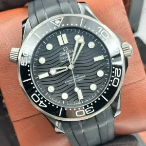 Omega 42 mm 210.30.42 Seamaster Diver 300m Siyah Dalga Kadran Kaucuk Super Clone ETA Saat kırp kapak