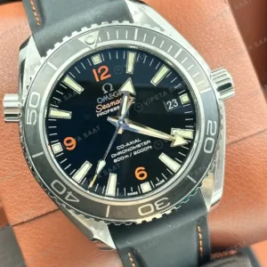 Omega 43.5 mm 215.30.44 Seamaster Planet Ocean Siyah Kadran Gri Kaucuk Super Clone ETA Saat kırp kapak