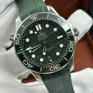 Omega 42 mm 210.30.42 Seamaster Diver 300m Yesil Kadran Kaucuk Super Clone ETA Saat kırp kapak