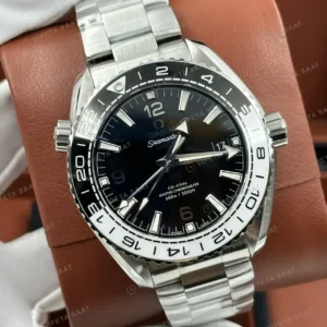 Omega 43.5 mm 215.30.44 Seamaster Planet Ocean Siyah Kadran Gmt Celik Super Clone ETA Saat kırp kapak