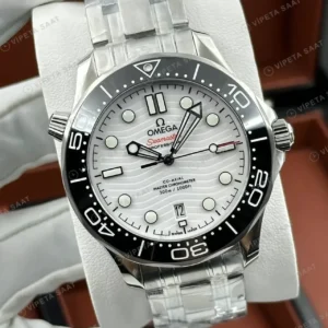 Omega 42 mm 210.30.42 Seamaster Diver 300m Beyaz Kadran Celik Super Clone ETA Saat kırp kapak