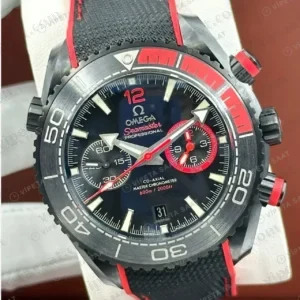 Omega 44 mm 210.30.44 Seamaster Diver 300m Gri Kirmizi Kronograf Kaucuk Super Clone ETA Saat kırp kapak