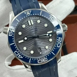 Omega 42 mm 210.30.42 Seamaster Diver 300m Gri Kadran Kaucuk Super Clone ETA Saat kırp kapak