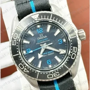 Omega 43.5 mm 215.30.44 Seamaster Planet Ocean Siyah Kadran Kordon Super Clone ETA Saat kırp kapak