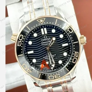 Omega 42 mm 210.30.42 Seamaster Diver 300m Siyah Kadran Sari Altin Iki Renk Super Clone ETA Saat kırp kapak