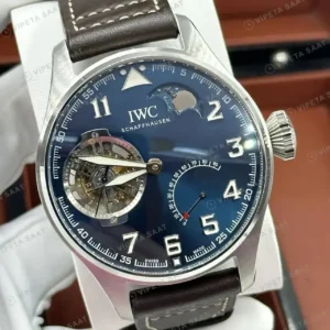 IWC Portugieser Mavi Tourbillon Deri Super Clone ETA Saat kırp kapak