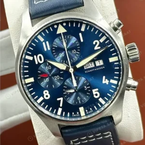 IWC Pilot Chronograph Mavi Kadran Deri Super Clone ETA Saat kırp kapak
