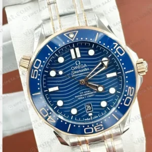 Omega 42 mm 210.30.42 Seamaster Diver 300m Mavi Kadran Sari Altin Iki Renk Super Clone ETA Saat kırp kapak