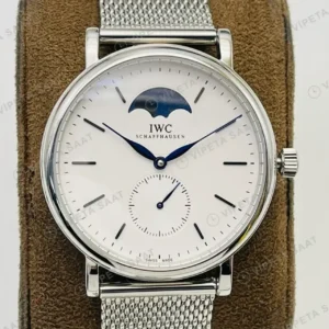 IWC Portofino Moonphase Beyaz Kadran Çelik Super Clone ETA Saat kırp kapak