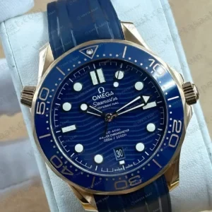 Omega 42 mm 210.30.42 Seamaster Diver 300m Mavi Kadran Sari Altin Kordon Super Clone ETA Saat kırp kapak
