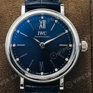 IWC Portofino Mavi Kadran Çelik 34mm Super Clone ETA Saat kırp kapak