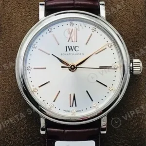 IWC Portofino Otomatik Beyaz Kadran Çelik 34mm Super Clone ETA Saat kırp kapak