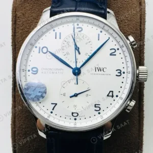 IWC Portugieser Kronograf Beyaz Kadran Çelik 41mm Super Clone ETA Saat kırp kapak